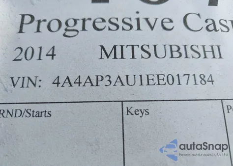 2014 Mitsubishi Outlander Sport Es из США, поврежденный, VIN 4A4AP3AU1EE017184